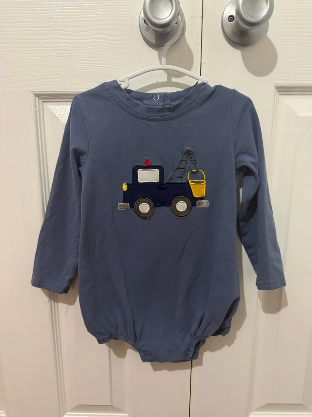 Abby & Evie Navy Blue Tow Truck Long-Sleeve Bodysuit